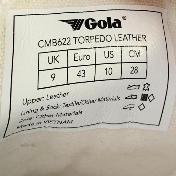 GOLA Size 10 Torpedo White Green Red Leather Suede Low Top Sneakers - Picture 8 of 8